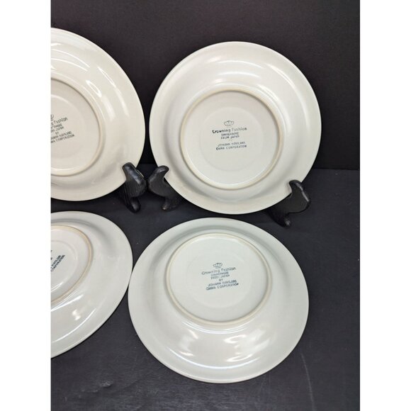 Crowning Fashion Dinnerware by Johann Haviland Blue Rim 6 1/2" Saucer Set of 4 - Picture 7 of 9